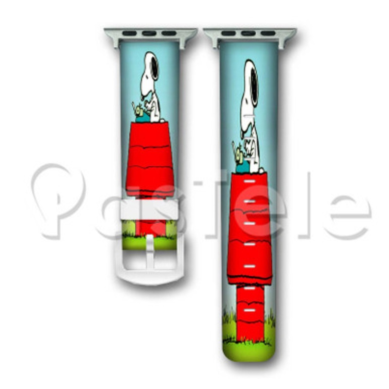 Snoopy The Peanuts Typing Custom Personaliez Apple Watch Band 38mm 40mm 42mm 44mm Leather PU