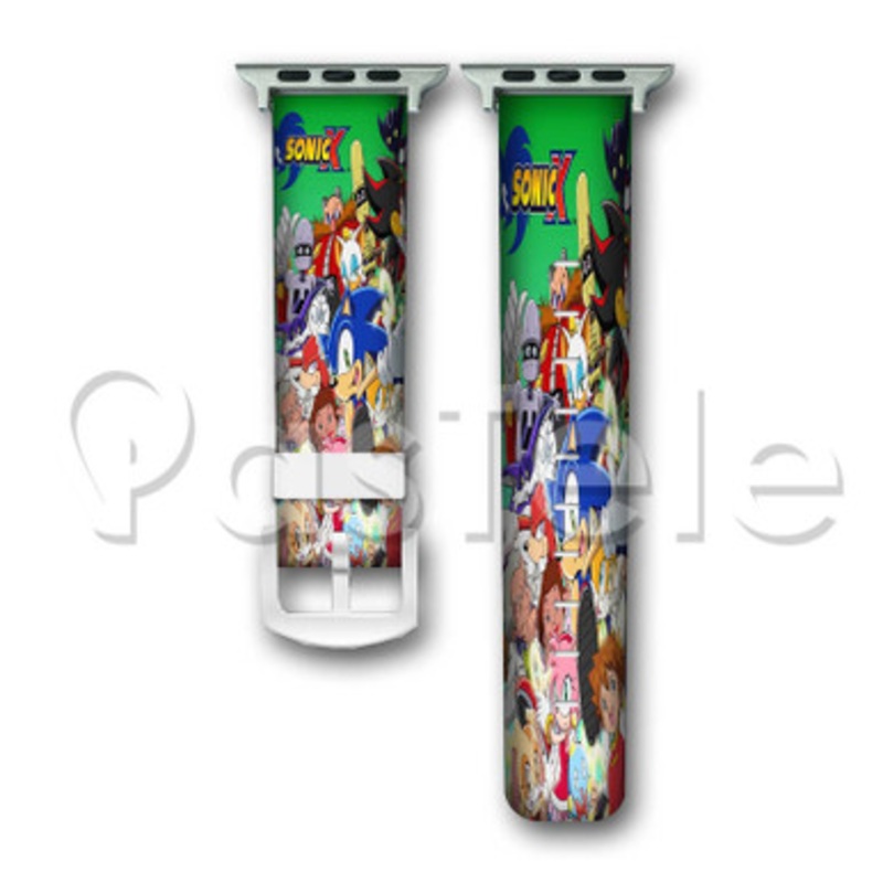 Sonic X and Friends Custom Personaliez Apple Watch Band 38mm 40mm 42mm 44mm Leather PU