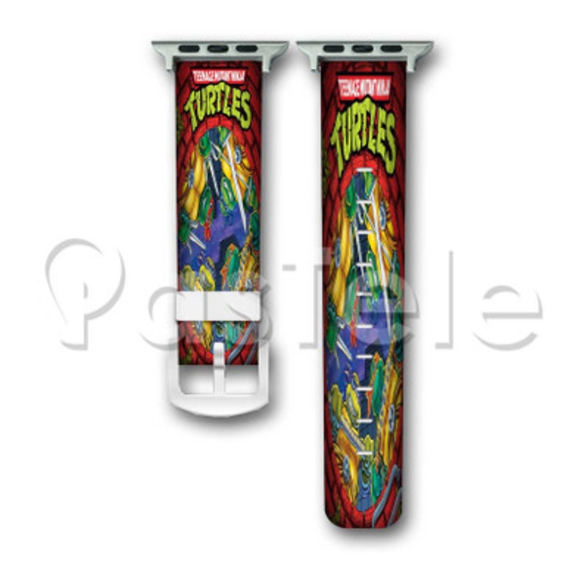 Teenage Mutant Ninja Turtles in The City Custom Personaliez Apple Watch Band 38mm 40mm 42mm 44mm Leather PU