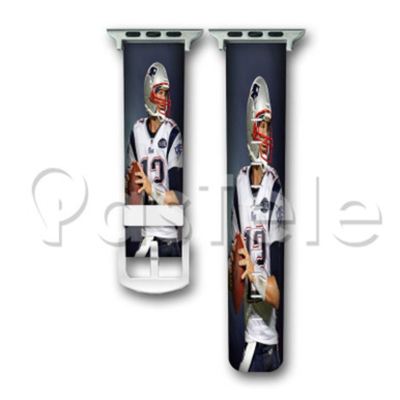 Tom Brady New England Patriots Football Custom Personaliez Apple Watch Band 38mm 40mm 42mm 44mm Leather PU