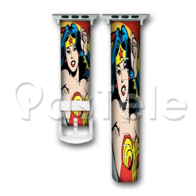 Wonder Woman Red Custom Personaliez Apple Watch Band 38mm 40mm 42mm 44mm Leather PU