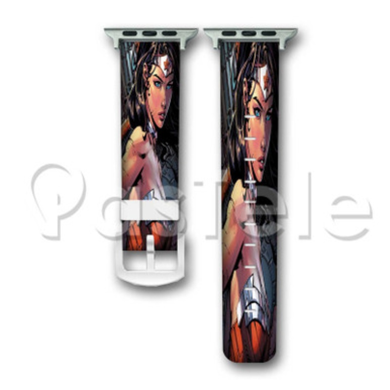 Wonder Woman Shield and Arrow Custom Personaliez Apple Watch Band 38mm 40mm 42mm 44mm Leather PU