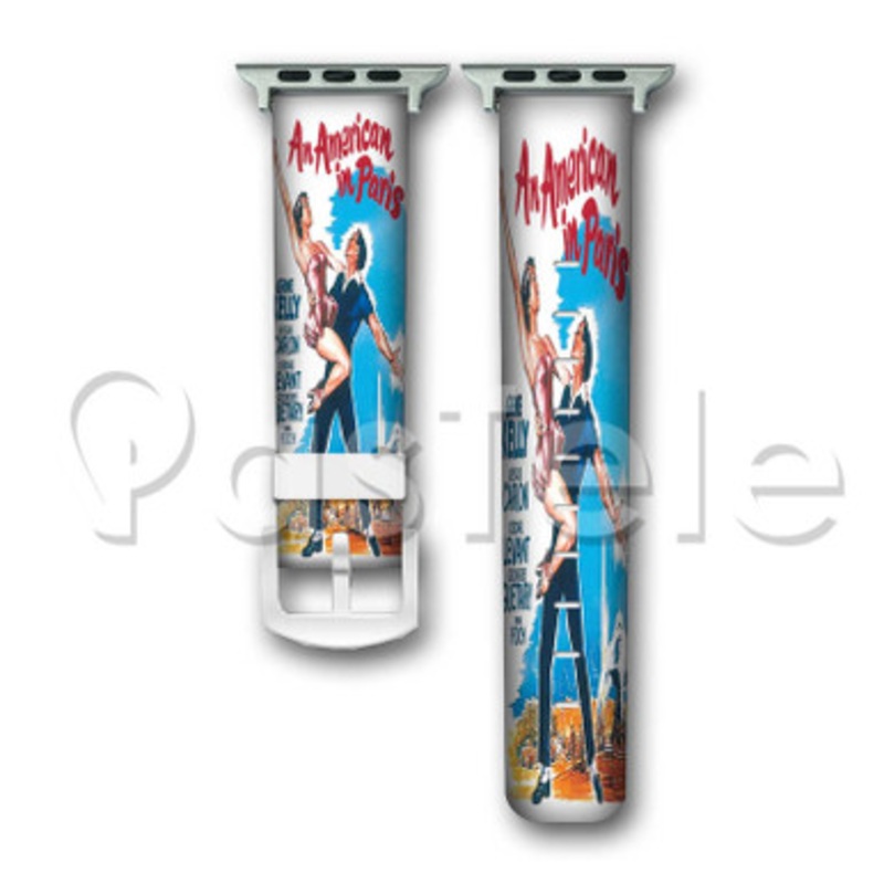 An American in Paris Custom Personaliez Apple Watch Band 38mm 40mm 42mm 44mm Leather PU