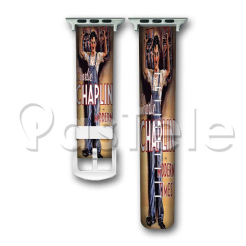 Charlie Chaplin Modern Times Custom Personaliez Apple Watch Band 38mm 40mm 42mm 44mm Leather PU