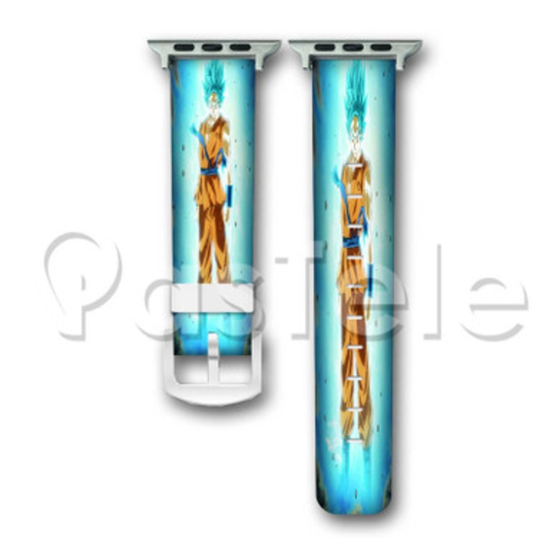 DBZ Goku Super Saiyan Blue Custom Personaliez Apple Watch Band 38mm 40mm 42mm 44mm Leather PU