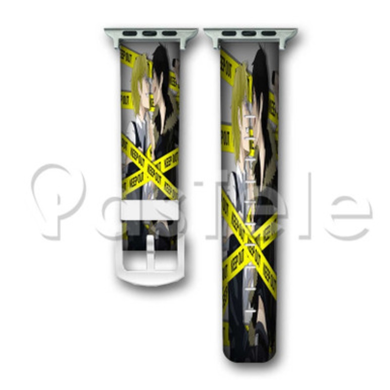 Durarara Izaya Orihara and Shizuo Heiwajima Keep Out Custom Personaliez Apple Watch Band 38mm 40mm 42mm 44mm Leather PU