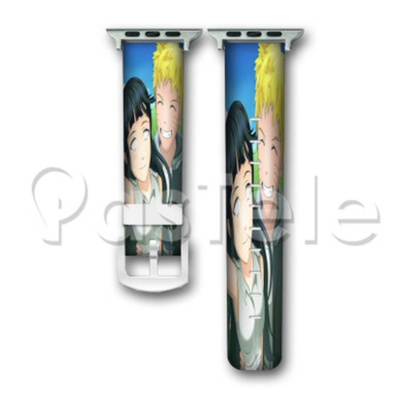 Naruto and Hinata Selfie Naruto Shippuden Custom Personaliez Apple Watch Band 38mm 40mm 42mm 44mm Leather PU