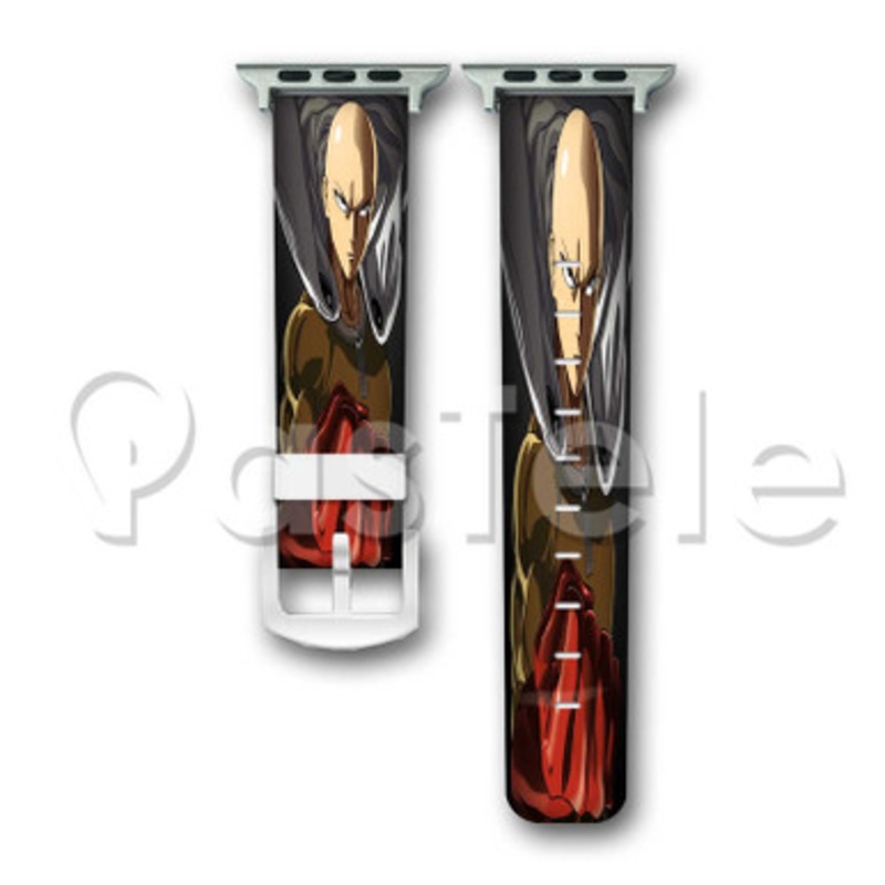 Saitama Sensei One Punch Man Custom Personaliez Apple Watch Band 38mm 40mm 42mm 44mm Leather PU