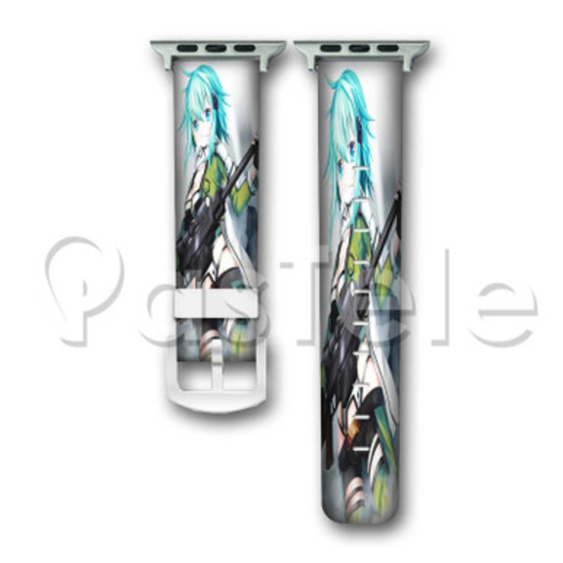 Sinon Sword Art Online Custom Personaliez Apple Watch Band 38mm 40mm 42mm 44mm Leather PU