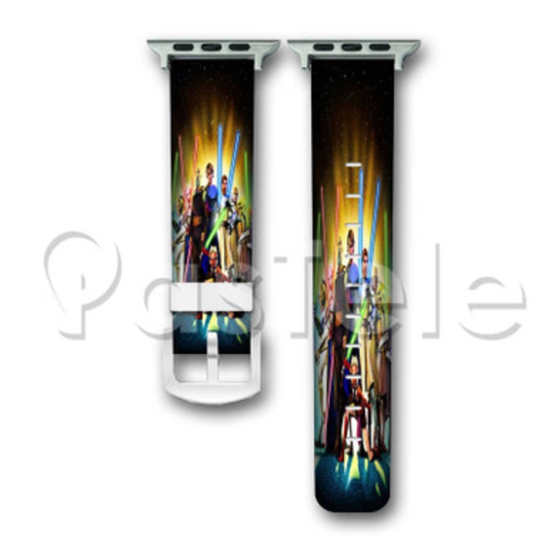 Star Wars The Clone Wars Light Sword Custom Personaliez Apple Watch Band 38mm 40mm 42mm 44mm Leather PU