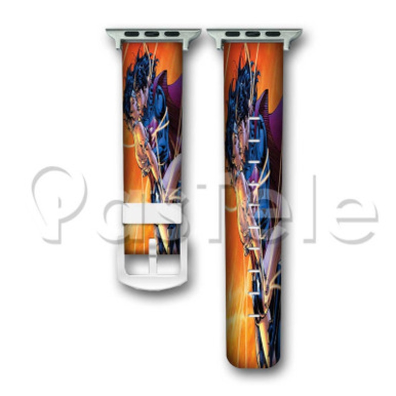 Superman and Wonder Woman Kiss in The Sky Custom Personaliez Apple Watch Band 38mm 40mm 42mm 44mm Leather PU