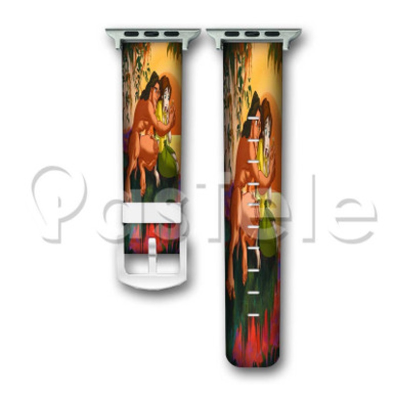Tarzan and Jane Love Sunset Disney Custom Personaliez Apple Watch Band 38mm 40mm 42mm 44mm Leather PU