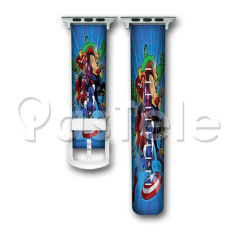 The Avengers Superheroes Custom Personaliez Apple Watch Band 38mm 40mm 42mm 44mm Leather PU