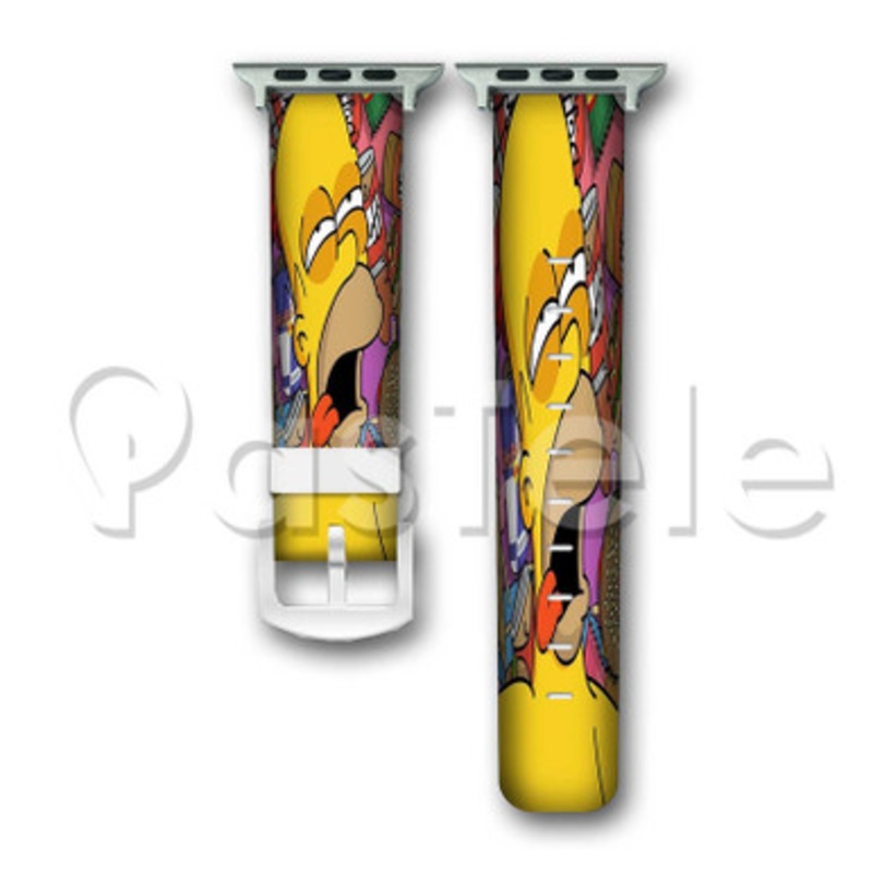The Simpsons Beer Alcohol Drinks Custom Personaliez Apple Watch Band 38mm 40mm 42mm 44mm Leather PU
