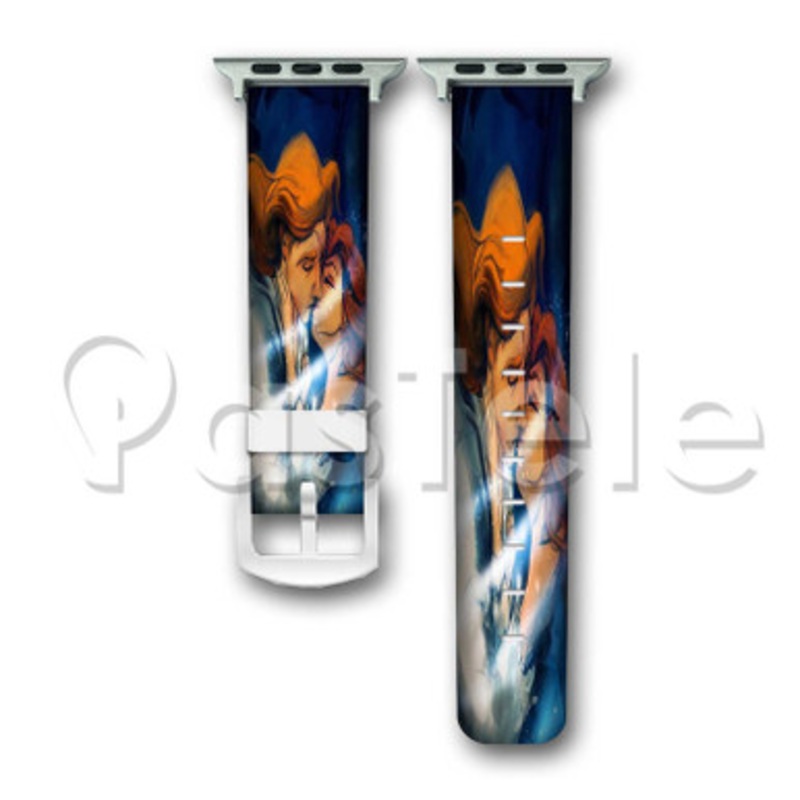 Belle and Beast Kiss Custom Personaliez Apple Watch Band 38mm 40mm 42mm 44mm Leather PU