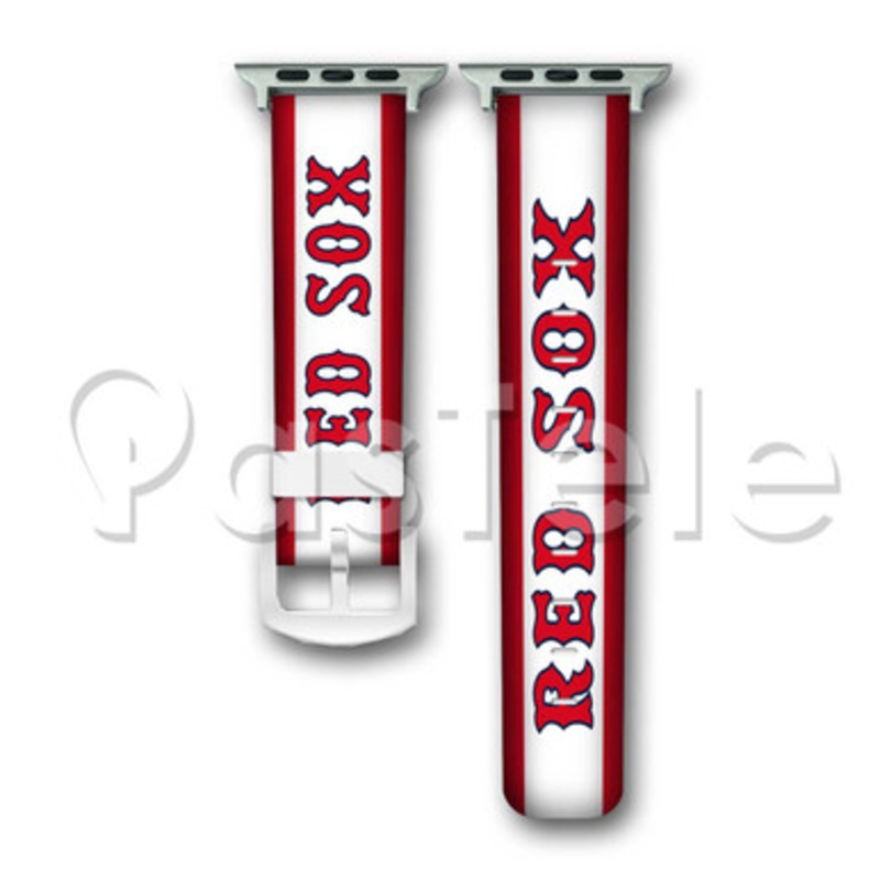 Boston Red Sox MLB Custom Personaliez Apple Watch Band 38mm 40mm 42mm 44mm Leather