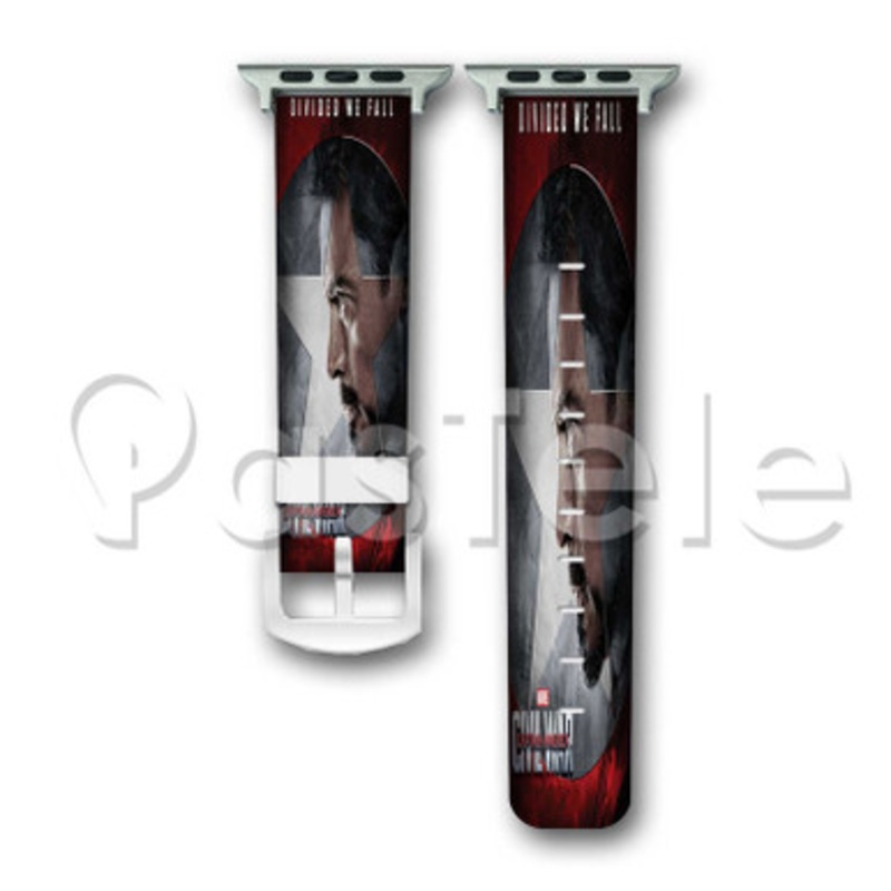 Captain America Civil War 2016 Poster Robert Downey Jr Custom Personaliez Apple Watch Band 38mm 40mm 42mm 44mm Leather PU