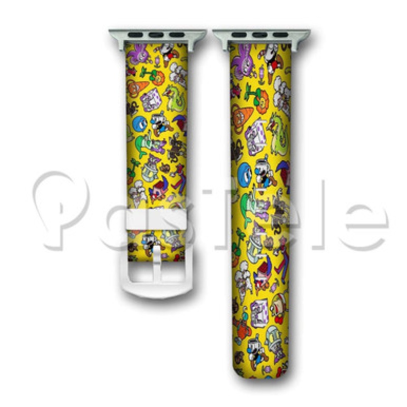 Cuphead Pattern Custom Personaliez Apple Watch Band 38mm 40mm 42mm 44mm Leather
