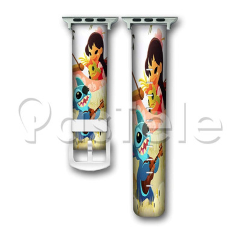 Cute Lilo and Stitch Custom Personaliez Apple Watch Band 38mm 40mm 42mm 44mm Leather
