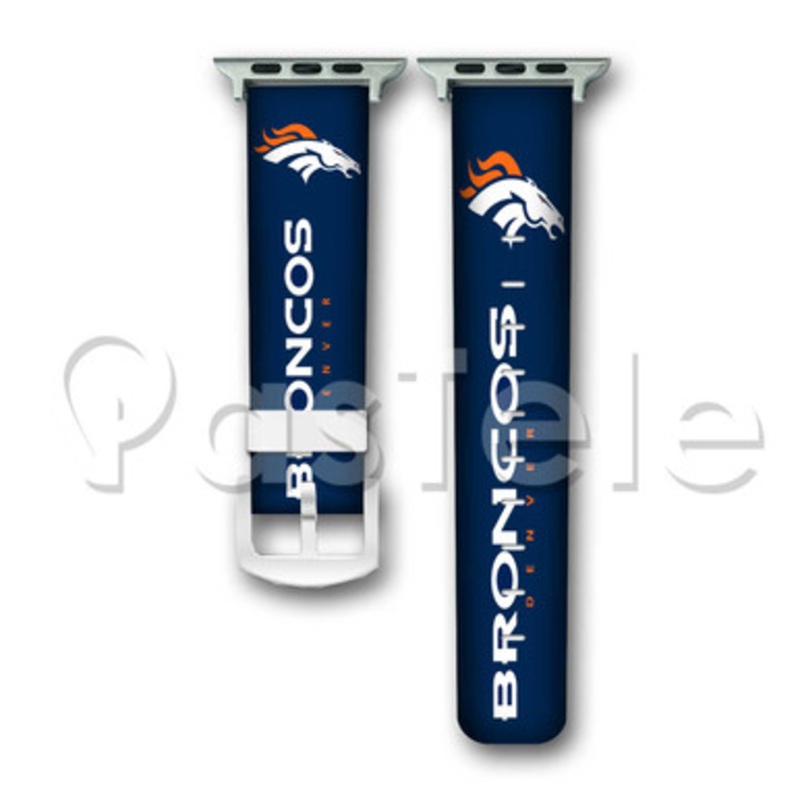 Denver Broncos Custom Personaliez Apple Watch Band 38mm 40mm 42mm 44mm Leather