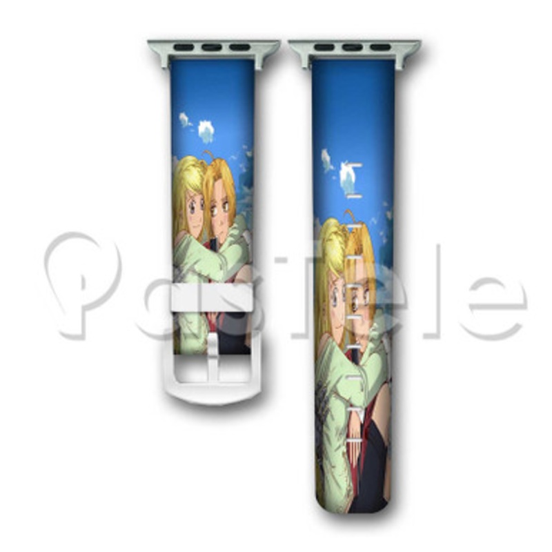 Edward Elric and Winry Rockbell Fullmetal Alchemist Brotherhood Custom Personaliez Apple Watch Band 38mm 40mm 42mm 44mm Leather PU