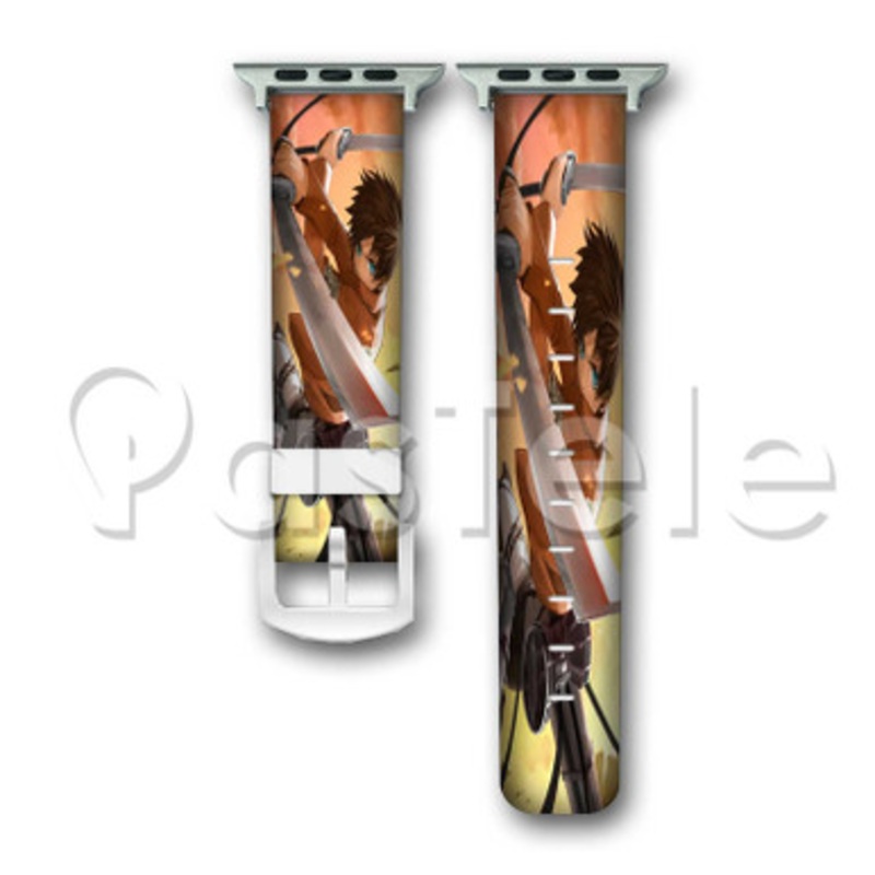 Eren Yeager Shingeki no Kyojin 2 Custom Personaliez Apple Watch Band 38mm 40mm 42mm 44mm Leather PU