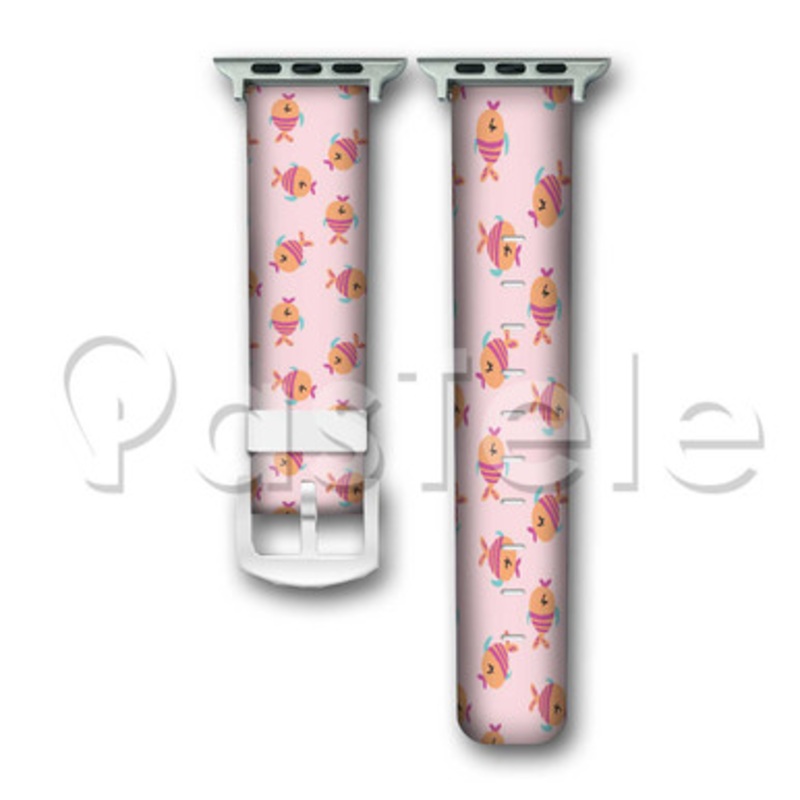 Fish Pattern Custom Personaliez Apple Watch Band 38mm 40mm 42mm 44mm Leather