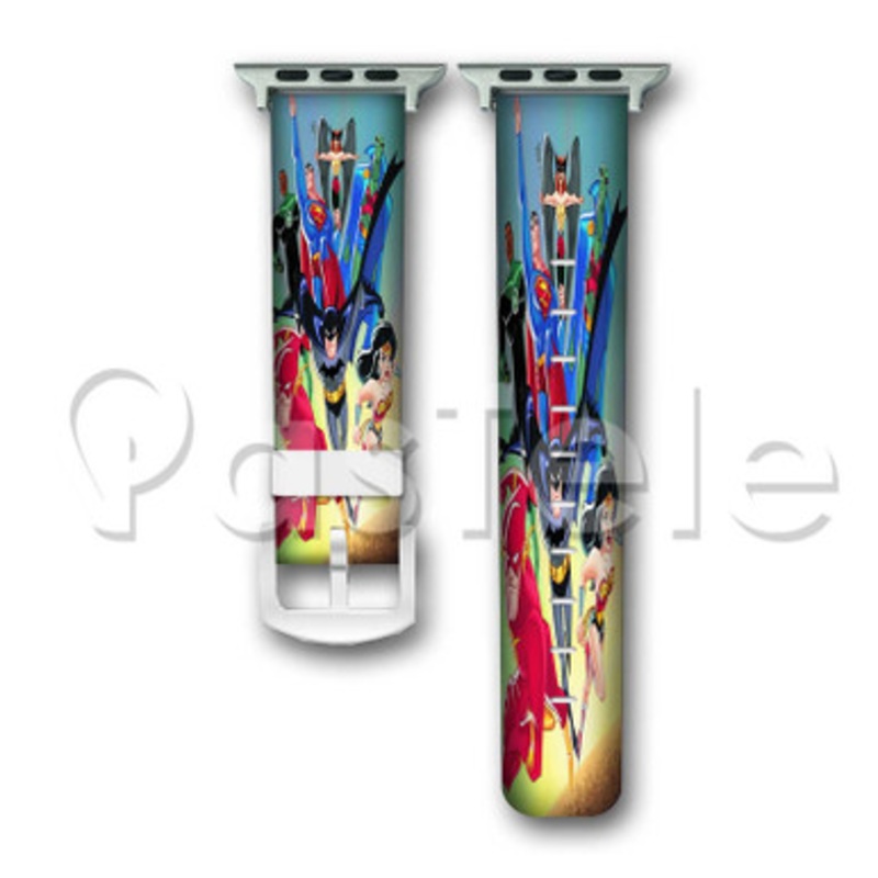 Justice League Unlimited DC Comics Superheroes Custom Personaliez Apple Watch Band 38mm 40mm 42mm 44mm Leather PU