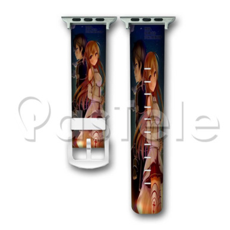 Kirito and Asuna Sunset Sword Art Online Custom Personaliez Apple Watch Band 38mm 40mm 42mm 44mm Lea