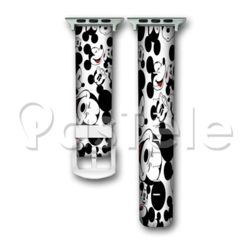 Mickey Mouse Collage Custom Personaliez Apple Watch Band 38mm 40mm 42mm 44mm Leather