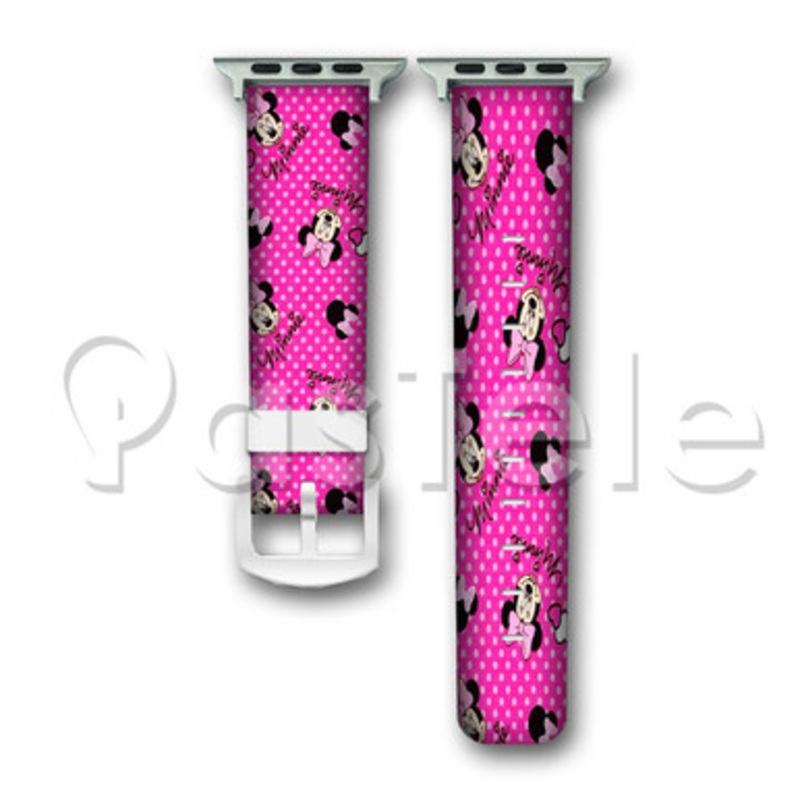 Minnie Mouse Polkadots Custom Personaliez Apple Watch Band 38mm 40mm 42mm 44mm Leather
