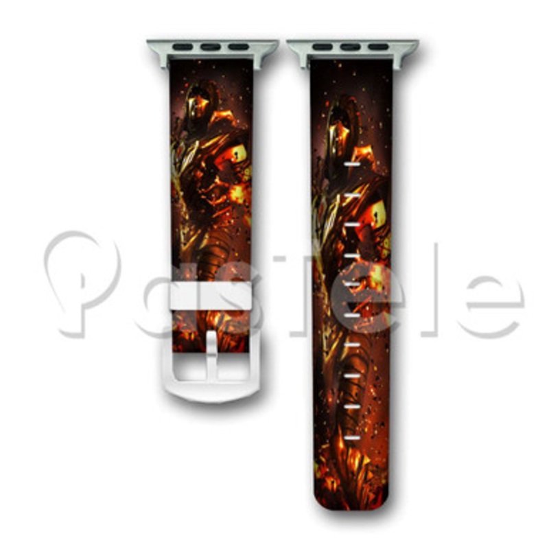 Mortal KOmbat X Scorpion Custom Personaliez Apple Watch Band 38mm 40mm 42mm 44mm Leather