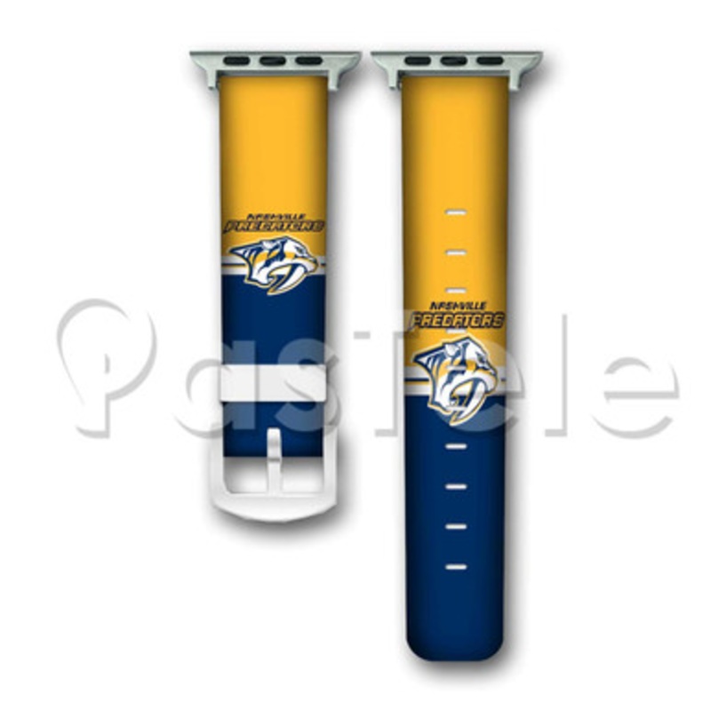 Nashville Predators NHL Custom Personaliez Apple Watch Band 38mm 40mm 42mm 44mm Leather
