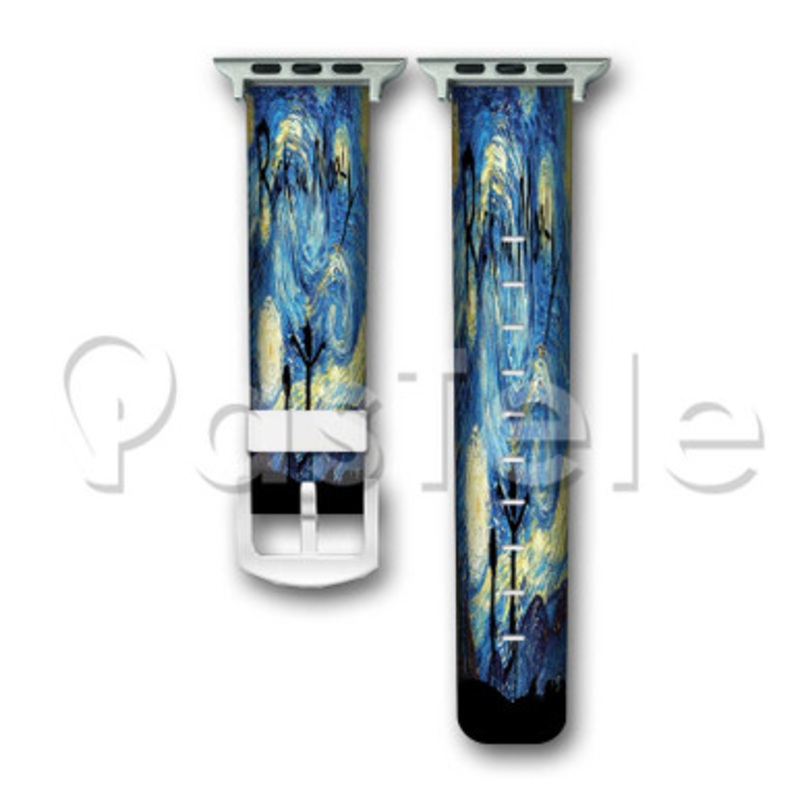 Rick and Morty Starry Night Custom Personaliez Apple Watch Band 38mm 40mm 42mm 44mm Leather PU