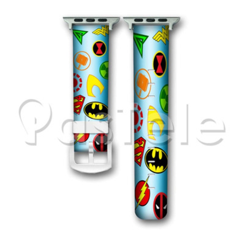 Superheroes All Marvel DC Comics Custom Personaliez Apple Watch Band 38mm 40mm 42mm 44mm Leather