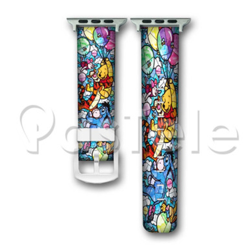 Winnie The Pooh Stained Glass Custom Personaliez Apple Watch Band 38mm 40mm 42mm 44mm Leather