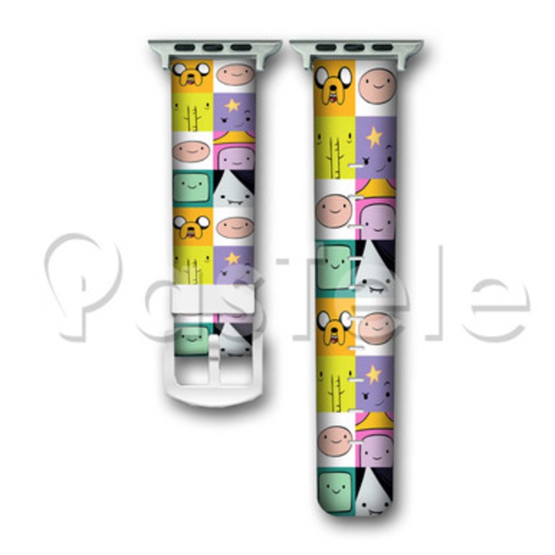 Adventure Time Jake Finn and Friends Custom Personaliez Apple Watch Band 38mm 40mm 42mm 44mm Leather