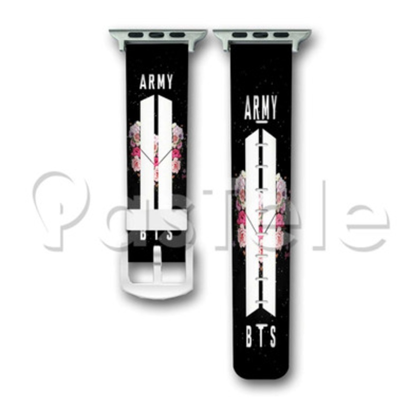 Army BTS Custom Personaliez Apple Watch Band 38mm 40mm 42mm 44mm Leather