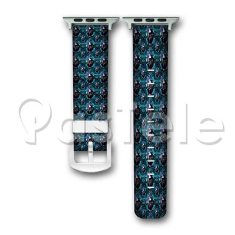 Black Panther Marvel Custom Personaliez Apple Watch Band 38mm 40mm 42mm 44mm Leather