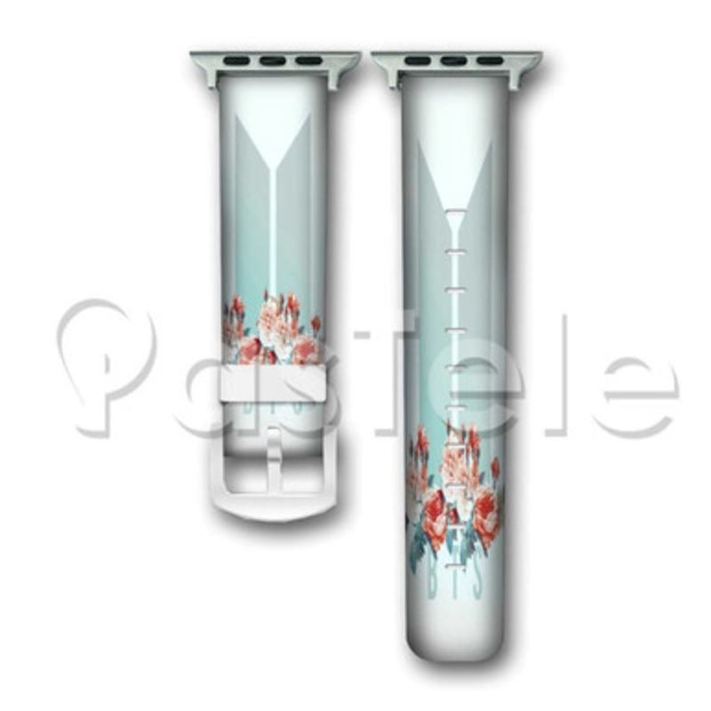 BTS Light Flowers Custom Personaliez Apple Watch Band 38mm 40mm 42mm 44mm Leather
