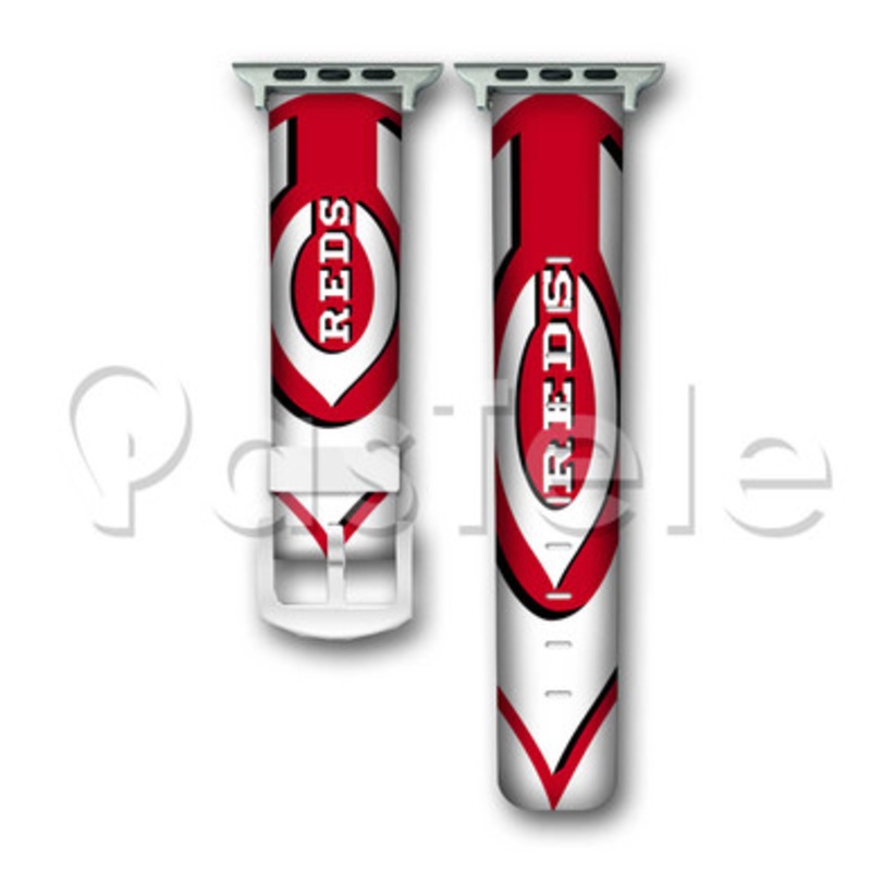 Cincinnati Reds MLB Custom Personaliez Apple Watch Band 38mm 40mm 42mm 44mm Leather