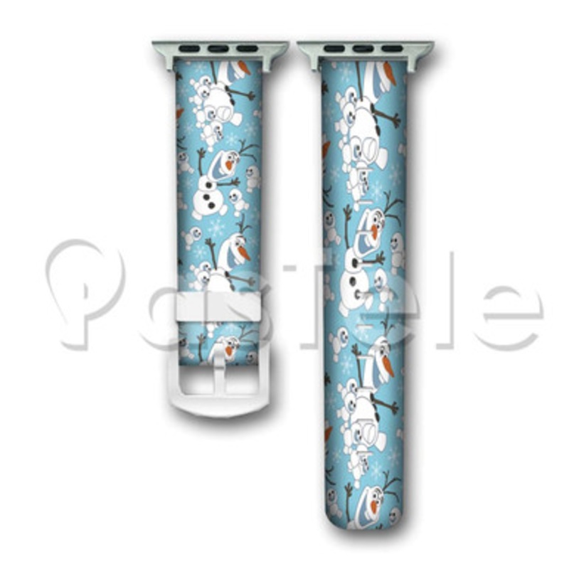 Disney Olaf Frozen Custom Personaliez Apple Watch Band 38mm 40mm 42mm 44mm Leather
