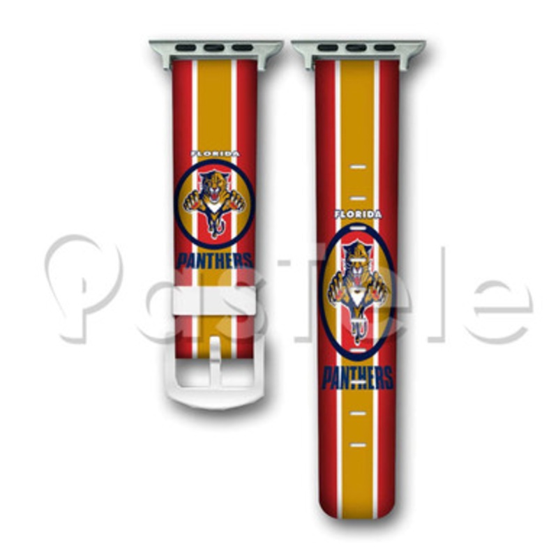 Florida Panthers NHL Custom Personaliez Apple Watch Band 38mm 40mm 42mm 44mm Leather