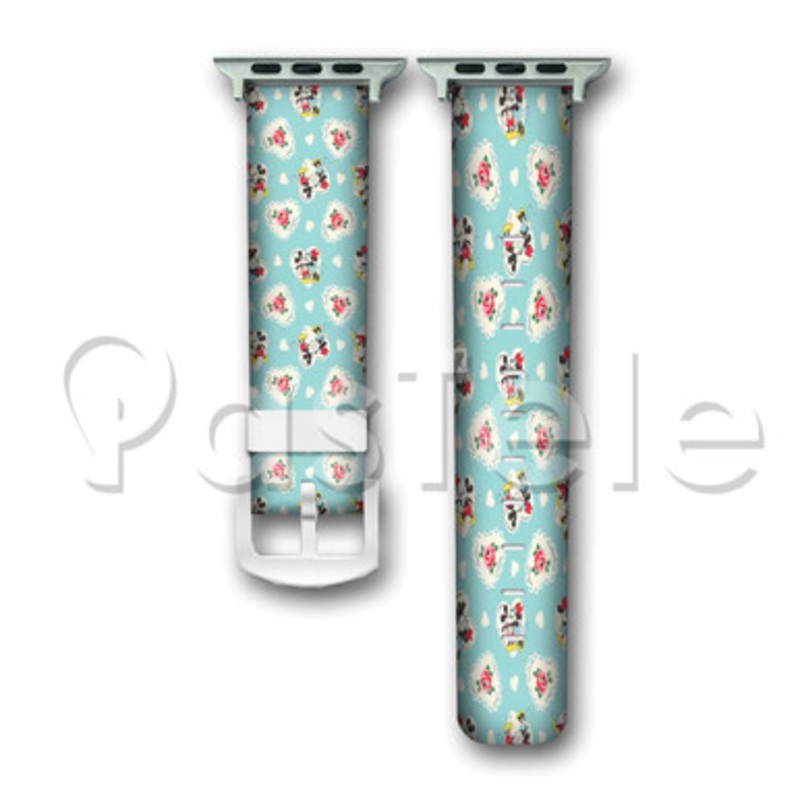 Love Mickey and Minnie Mouse Custom Personaliez Apple Watch Band 38mm 40mm 42mm 44mm Leather