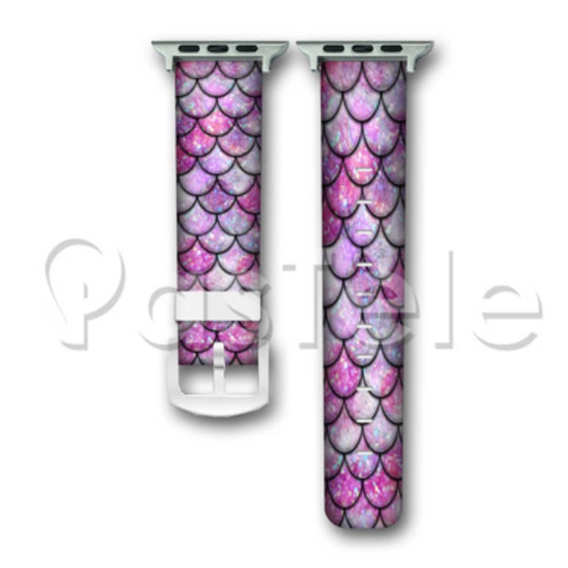 Mermaid Tail Patterns Custom Personaliez Apple Watch Band 38mm 40mm 42mm 44mm Leather