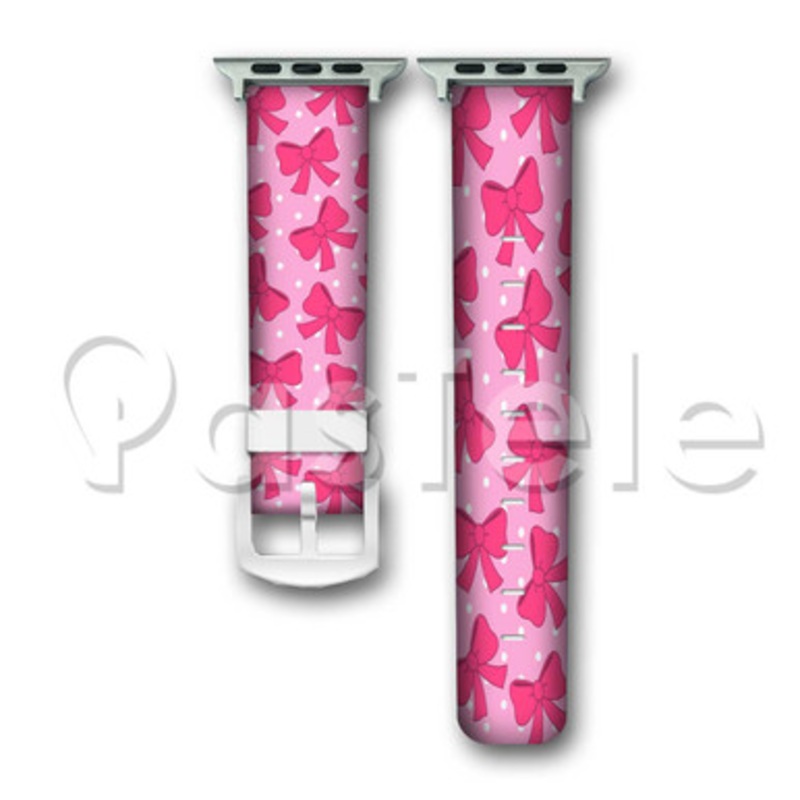 Minnie Mouse Polka Dots Ribbon Custom Personaliez Apple Watch Band 38mm 40mm 42mm 44mm Leather