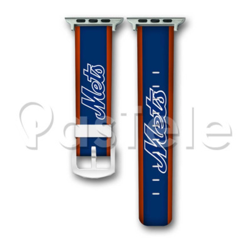New York Mets MLB Custom Personaliez Apple Watch Band 38mm 40mm 42mm 44mm Leather