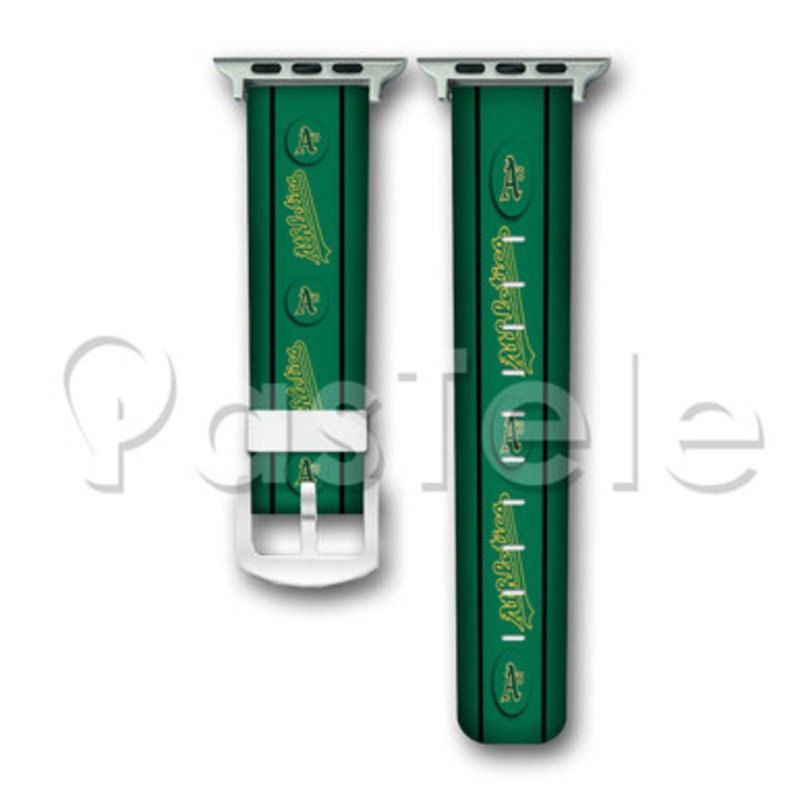 Oakland Athletics MLB Custom Personaliez Apple Watch Band 38mm 40mm 42mm 44mm Leather