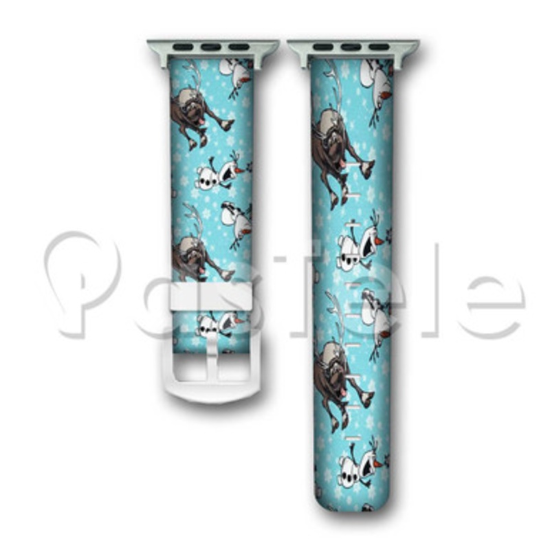 Olaf and Sven Disney Frozen Custom Personaliez Apple Watch Band 38mm 40mm 42mm 44mm Leather
