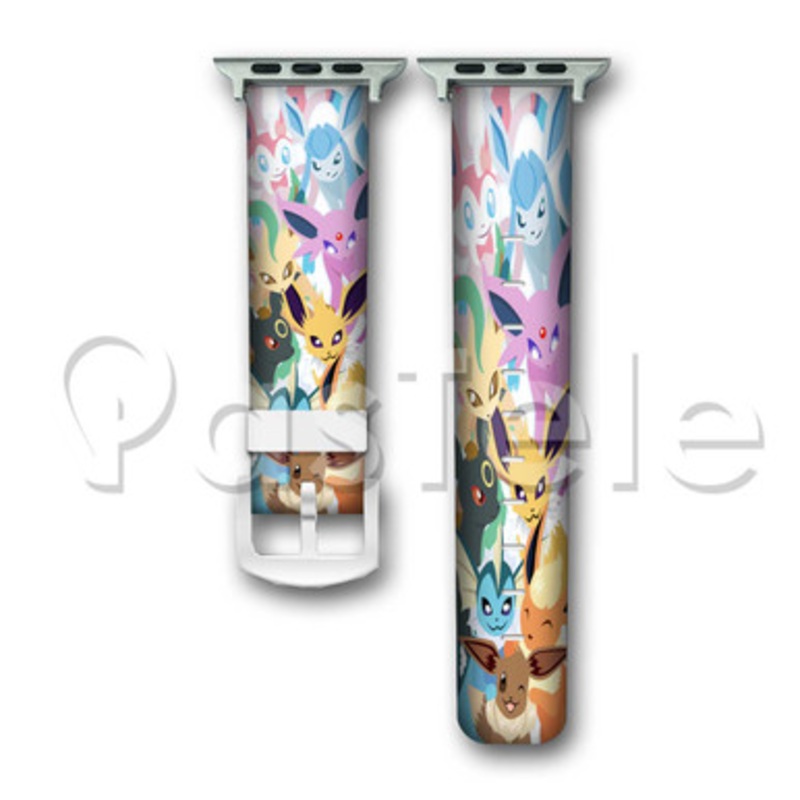 Pokemon Evolution Characters Custom Personaliez Apple Watch Band 38mm 40mm 42mm 44mm Leather